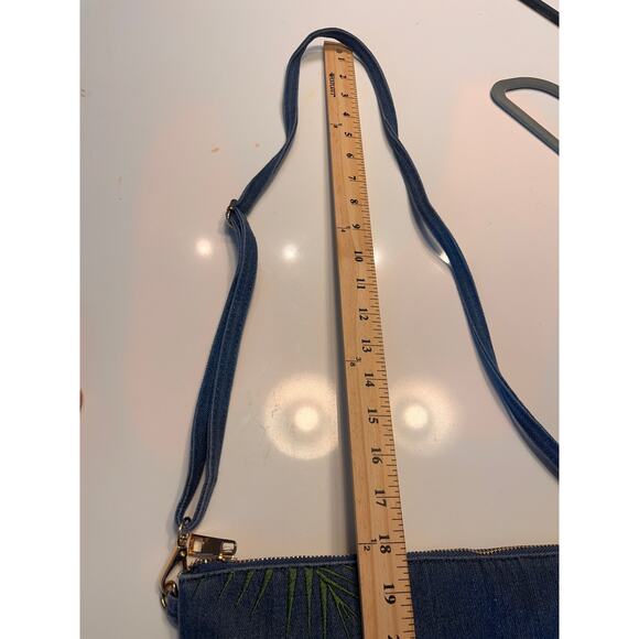 Lulu's Tropical Toucan Blue Denim Embroidered Clutch - Picture 7 of 8